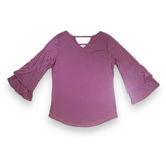 Gyft Dusty Rose Bell- Sleeved Top Sz L - Picture 7 of 11